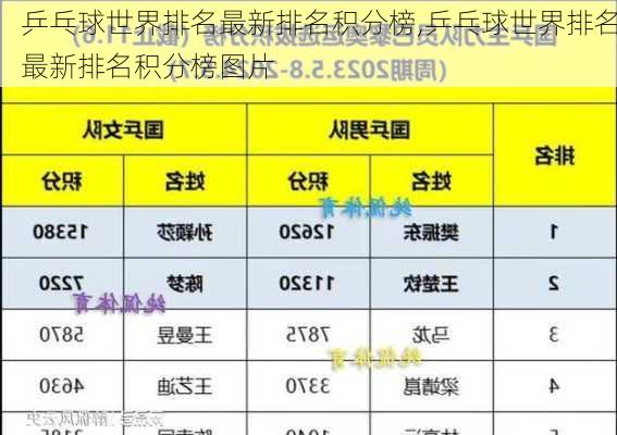 乒乓球世界排名最新排名积分榜,乒乓球世界排名最新排名积分榜图片