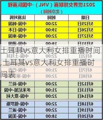 土耳其vs意大利女排重播时间,土耳其vs意大利女排重播时间表