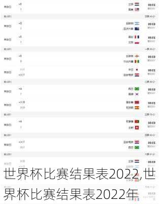 世界杯比赛结果表2022,世界杯比赛结果表2022年