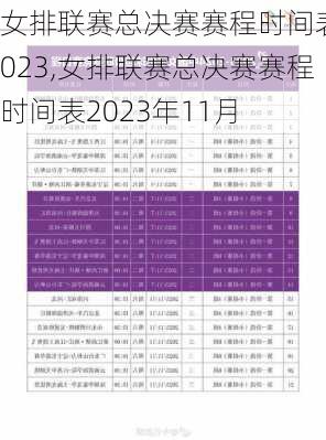 女排联赛总决赛赛程时间表2023,女排联赛总决赛赛程时间表2023年11月