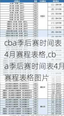 cba季后赛时间表4月赛程表格,cba季后赛时间表4月赛程表格图片