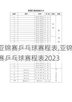 亚锦赛乒乓球赛程表,亚锦赛乒乓球赛程表2023