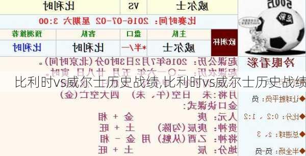 比利时vs威尔士历史战绩,比利时vs威尔士历史战绩