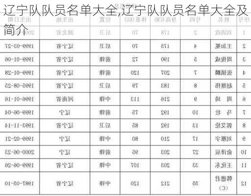 辽宁队队员名单大全,辽宁队队员名单大全及简介