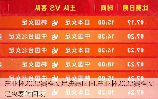 东亚杯2022赛程女足决赛时间,东亚杯2022赛程女足决赛时间表