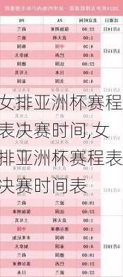 女排亚洲杯赛程表决赛时间,女排亚洲杯赛程表决赛时间表