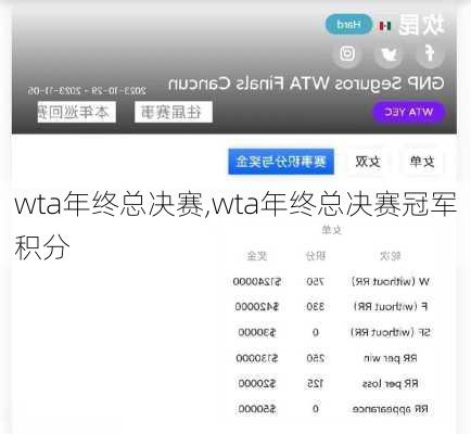 wta年终总决赛,wta年终总决赛冠军积分