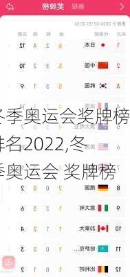 冬季奥运会奖牌榜排名2022,冬季奥运会 奖牌榜