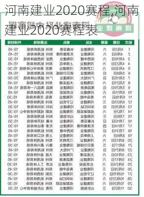 河南建业2020赛程,河南建业2020赛程表