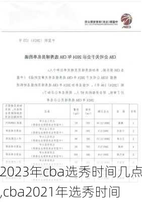 2023年cba选秀时间几点,cba2021年选秀时间