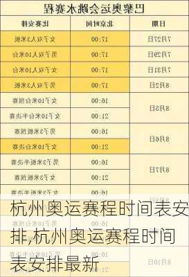 杭州奥运赛程时间表安排,杭州奥运赛程时间表安排最新