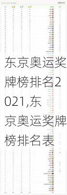 东京奥运奖牌榜排名2021,东京奥运奖牌榜排名表