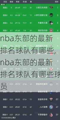 nba东部的最新排名球队有哪些,nba东部的最新排名球队有哪些球员