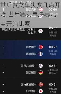 世乒赛女单决赛几点开始,世乒赛女单决赛几点开始比赛