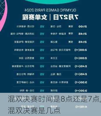 混双决赛时间是8点还是7点,混双决赛是几点