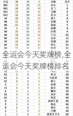 全运会今天奖牌榜,全运会今天奖牌榜排名