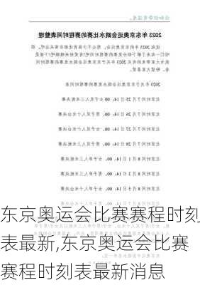 东京奥运会比赛赛程时刻表最新,东京奥运会比赛赛程时刻表最新消息