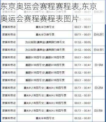 东京奥运会赛程赛程表,东京奥运会赛程赛程表图片