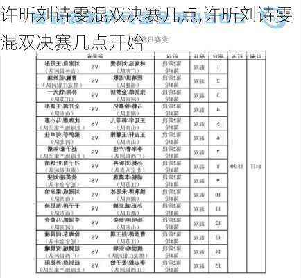 许昕刘诗雯混双决赛几点,许昕刘诗雯混双决赛几点开始