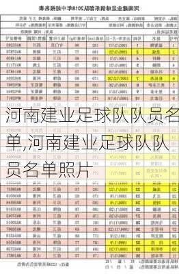 河南建业足球队队员名单,河南建业足球队队员名单照片