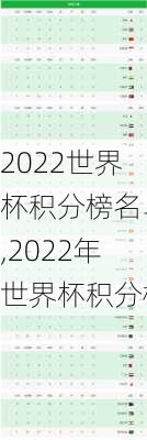 2022世界杯积分榜名单,2022年世界杯积分榜