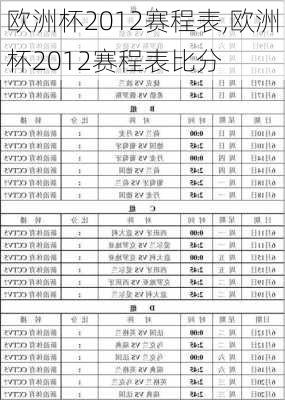 欧洲杯2012赛程表,欧洲杯2012赛程表比分