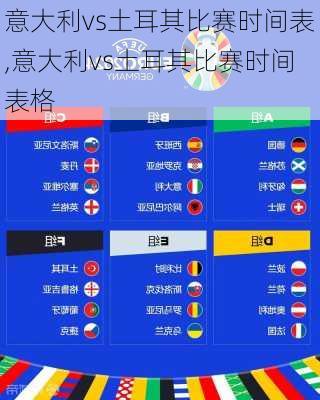 意大利vs土耳其比赛时间表,意大利vs土耳其比赛时间表格