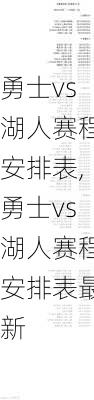 勇士vs湖人赛程安排表,勇士vs湖人赛程安排表最新