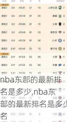 nba东部的最新排名是多少,nba东部的最新排名是多少名