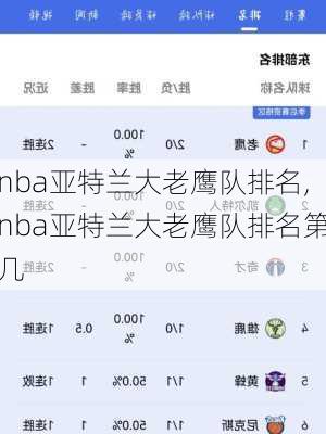 nba亚特兰大老鹰队排名,nba亚特兰大老鹰队排名第几