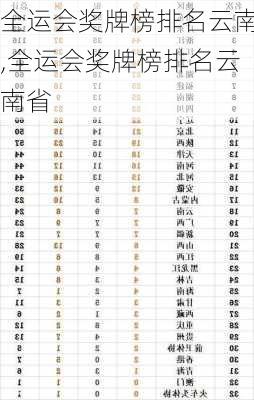 全运会奖牌榜排名云南,全运会奖牌榜排名云南省