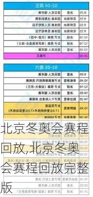 北京冬奥会赛程回放,北京冬奥会赛程回放完整版