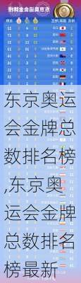 东京奥运会金牌总数排名榜,东京奥运会金牌总数排名榜最新