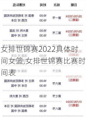 女排世锦赛2022具体时间女篮,女排世锦赛比赛时间表