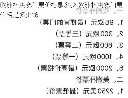 欧洲杯决赛门票价格是多少,欧洲杯决赛门票价格是多少钱