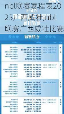 nbl联赛赛程表2023广西威壮,nbl联赛广西威壮比赛