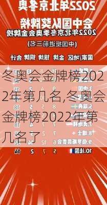 冬奥会金牌榜2022年第几名,冬奥会金牌榜2022年第几名了